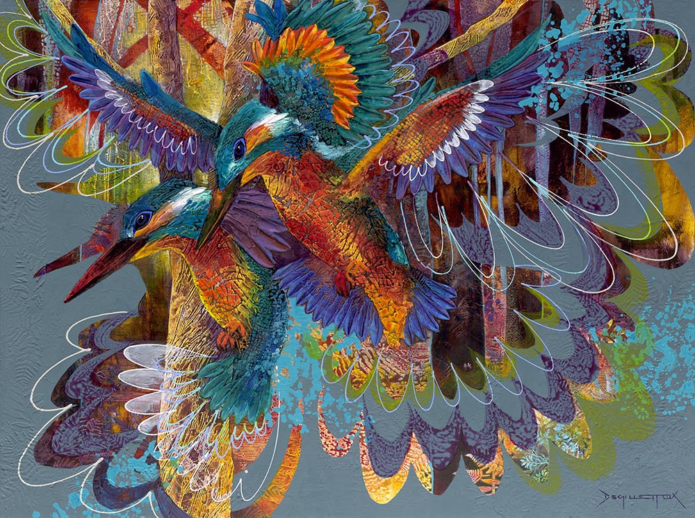 Azure kingfishers by De Gillett Cox