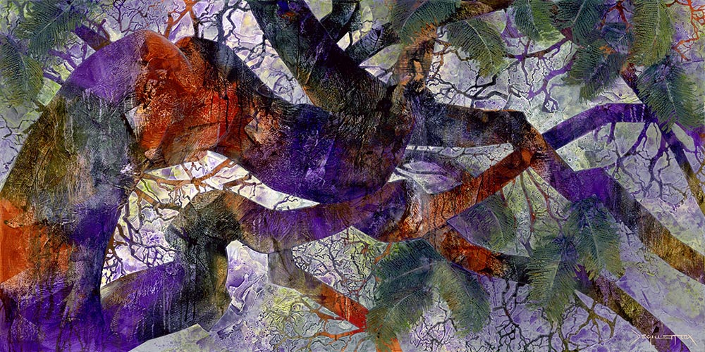 abstract painting of jacaranda branches